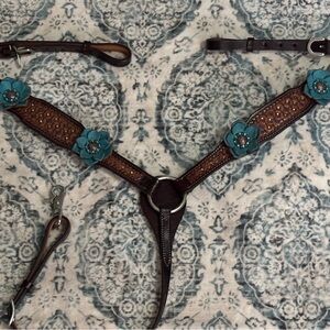 Brown and Teal Western Horse Tack Set